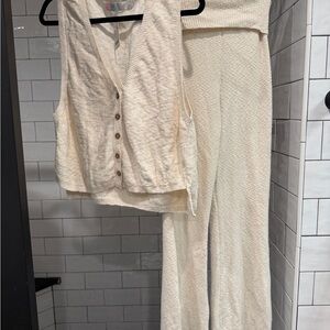 Free People Beach cream vest set.
